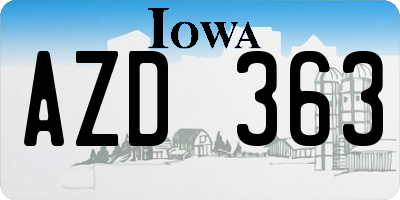 IA license plate AZD363