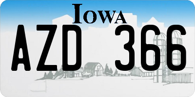 IA license plate AZD366