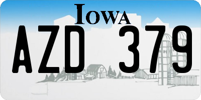 IA license plate AZD379