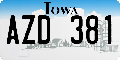 IA license plate AZD381