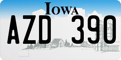 IA license plate AZD390