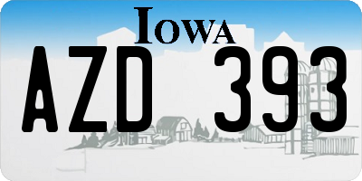 IA license plate AZD393