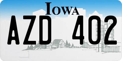 IA license plate AZD402