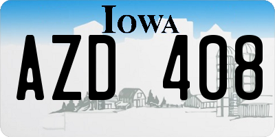 IA license plate AZD408
