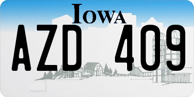 IA license plate AZD409