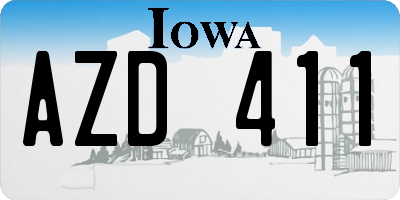 IA license plate AZD411