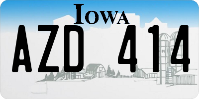 IA license plate AZD414
