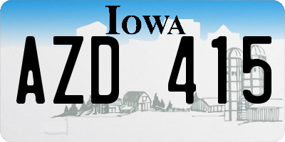 IA license plate AZD415