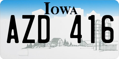 IA license plate AZD416