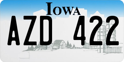 IA license plate AZD422