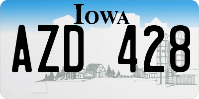 IA license plate AZD428