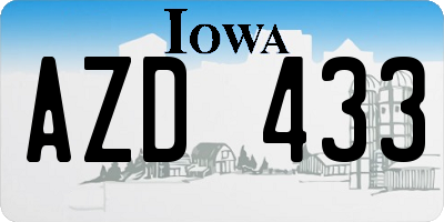 IA license plate AZD433