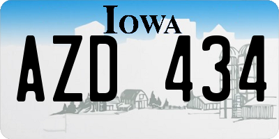 IA license plate AZD434