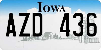 IA license plate AZD436