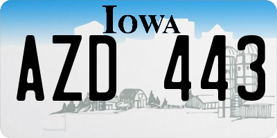IA license plate AZD443