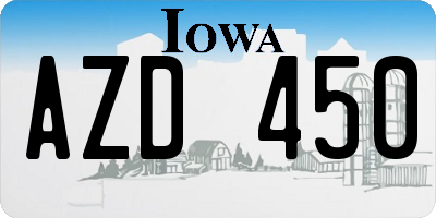 IA license plate AZD450