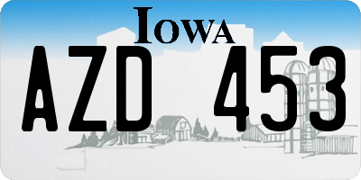 IA license plate AZD453