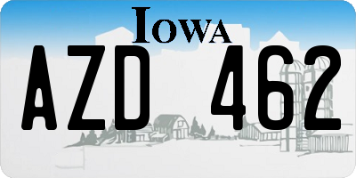 IA license plate AZD462