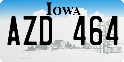 IA license plate AZD464