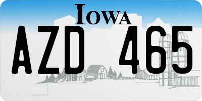IA license plate AZD465