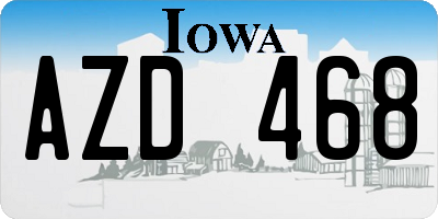 IA license plate AZD468