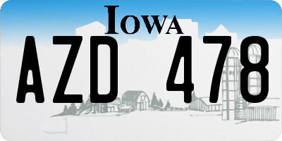 IA license plate AZD478
