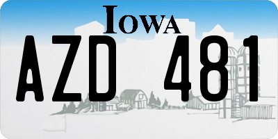 IA license plate AZD481