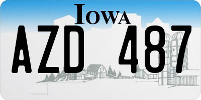 IA license plate AZD487