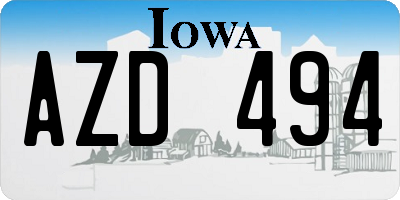 IA license plate AZD494