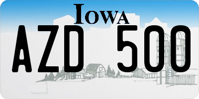IA license plate AZD500