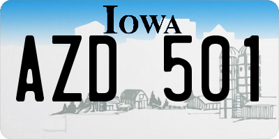 IA license plate AZD501