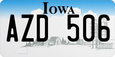 IA license plate AZD506