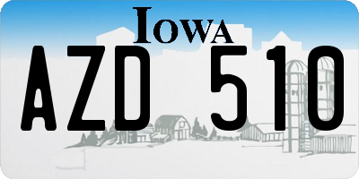 IA license plate AZD510