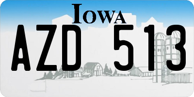 IA license plate AZD513