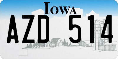 IA license plate AZD514