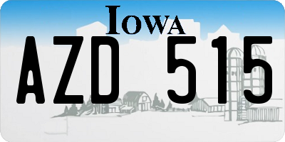 IA license plate AZD515