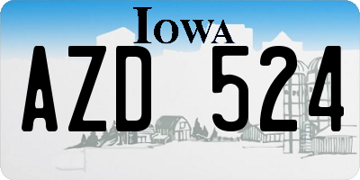 IA license plate AZD524