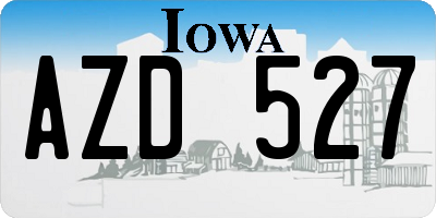 IA license plate AZD527