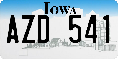 IA license plate AZD541