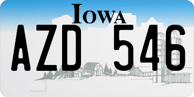 IA license plate AZD546