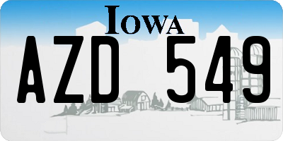 IA license plate AZD549