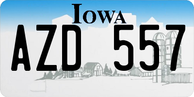 IA license plate AZD557