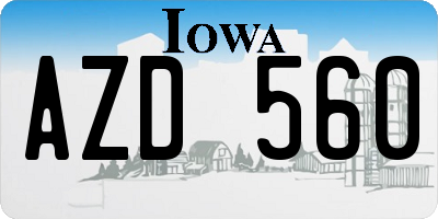 IA license plate AZD560