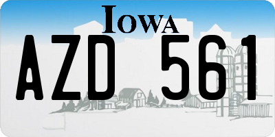 IA license plate AZD561