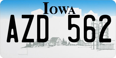 IA license plate AZD562