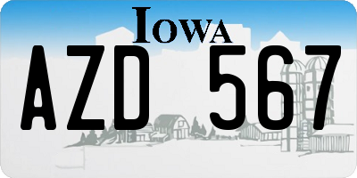 IA license plate AZD567