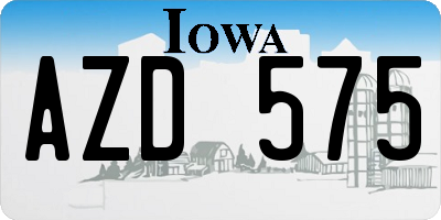 IA license plate AZD575