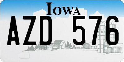 IA license plate AZD576