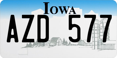 IA license plate AZD577