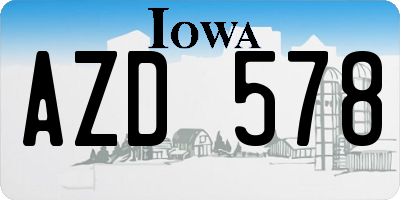 IA license plate AZD578